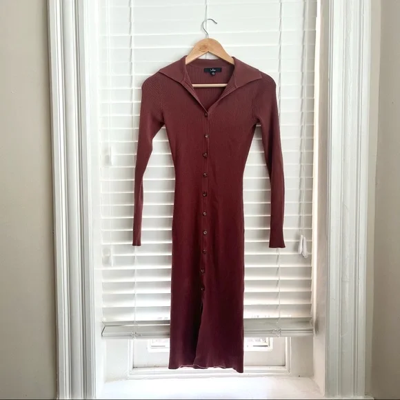 Lulus Button Down Ribbed Dress - Picture 4 of 4